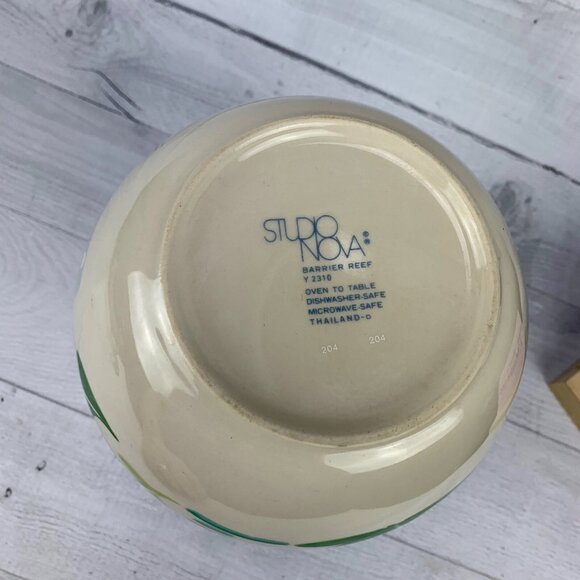 Studio Nova BARRIER REEF Y2310 Two Fish Aqua Trim Stoneware 60 oz 7" Pitcher - Picture 7 of 9